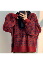 Retro Knit Sweater Lantern Sleeve Fall Sweater