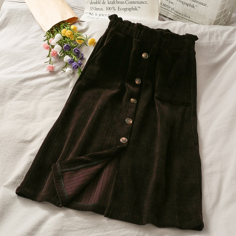 Dark Cottagecore Corduroy Skirt