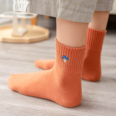 Mushroom embroidered socks - 0 - Сottagecore clothes