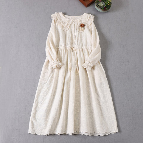 Fairycore Embroidery Flower Dress - Dresses - Сottagecore clothes
