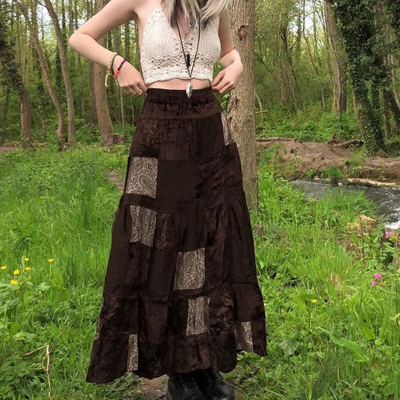 Goblincore Brown Long Skirt