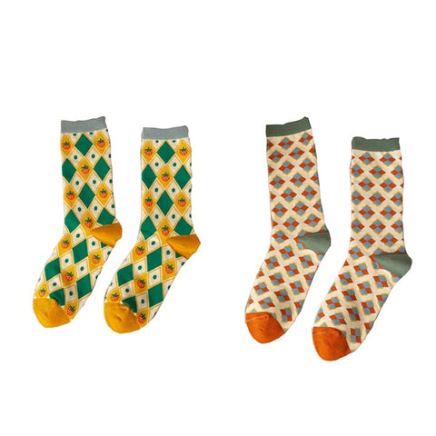 2 Pair Print Cute Long Winter Socks - Socks - Сottagecore clothes