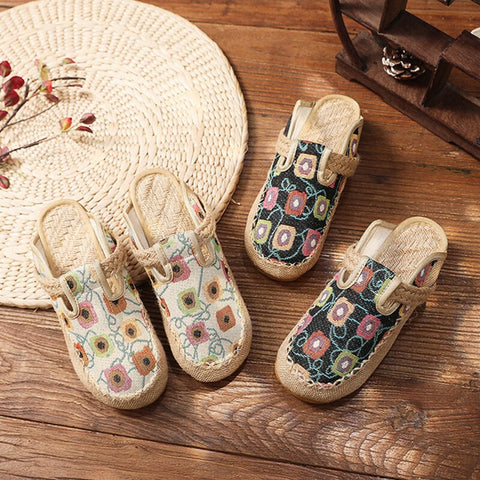 Embroidered Flat Espadrilles - Shoes - Сottagecore clothes
