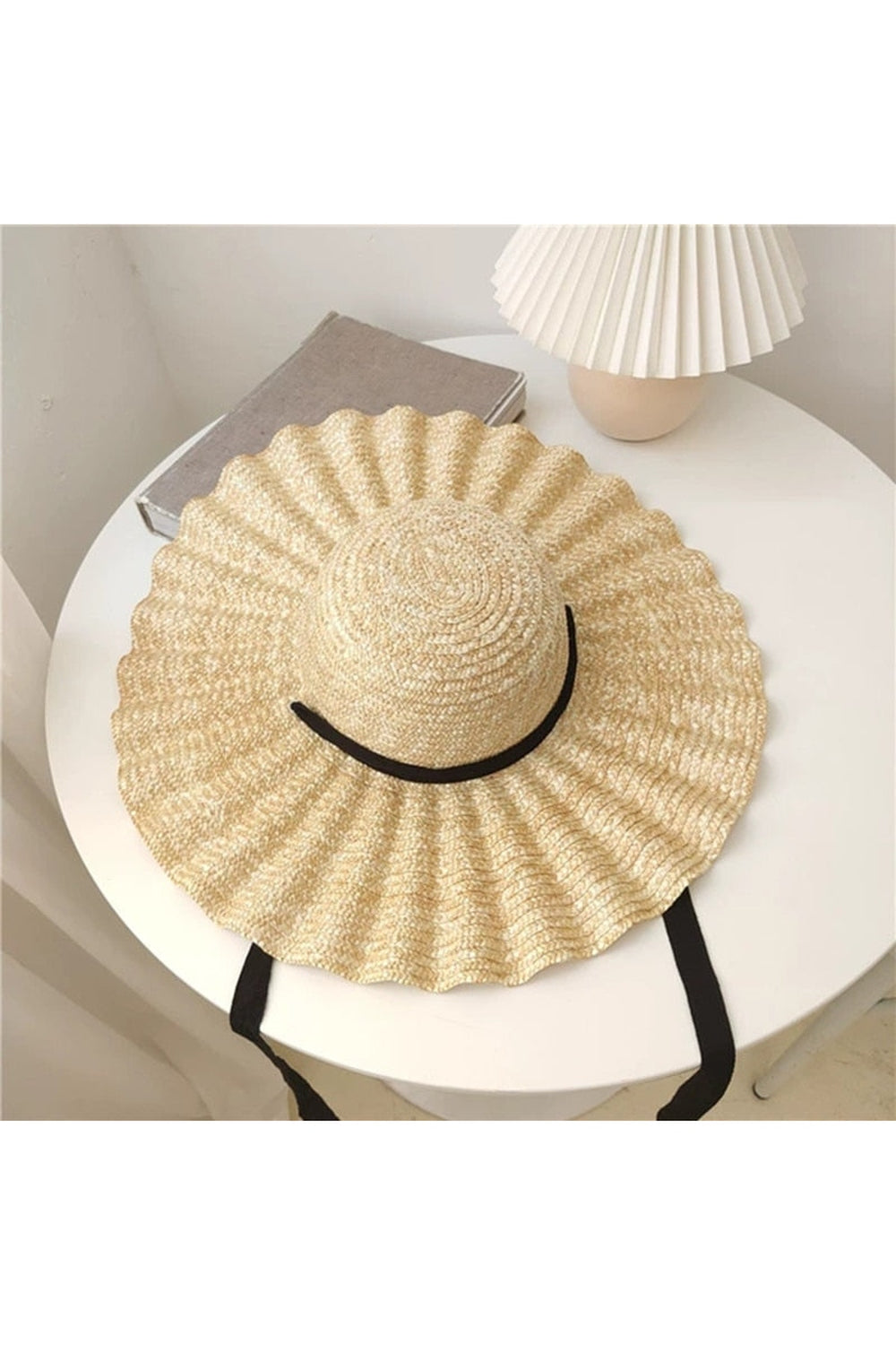 Large Brim Ribbon Straw Hat