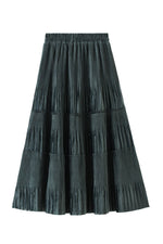 Vintage Long Velvet Pleated Skirt