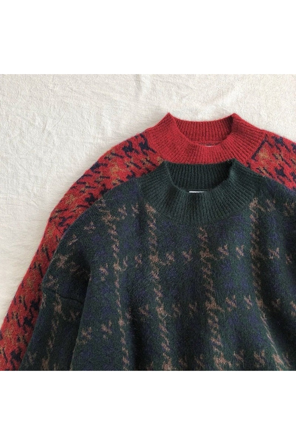 Retro Knit Sweater Lantern Sleeve Fall Sweater