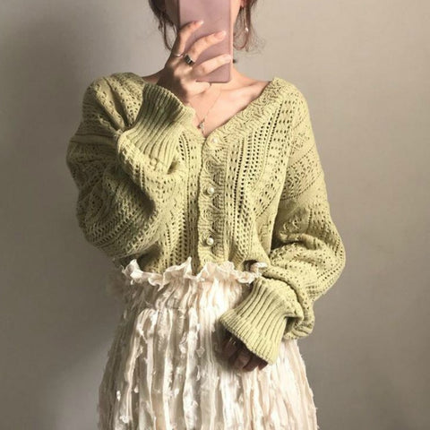 Vintage Elegant Cropped Sweater - Sweaters - Сottagecore clothes