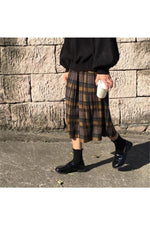 Vintage Wool Pleated Plaid Skirt