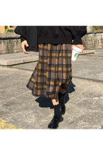 Vintage Wool Pleated Plaid Skirt