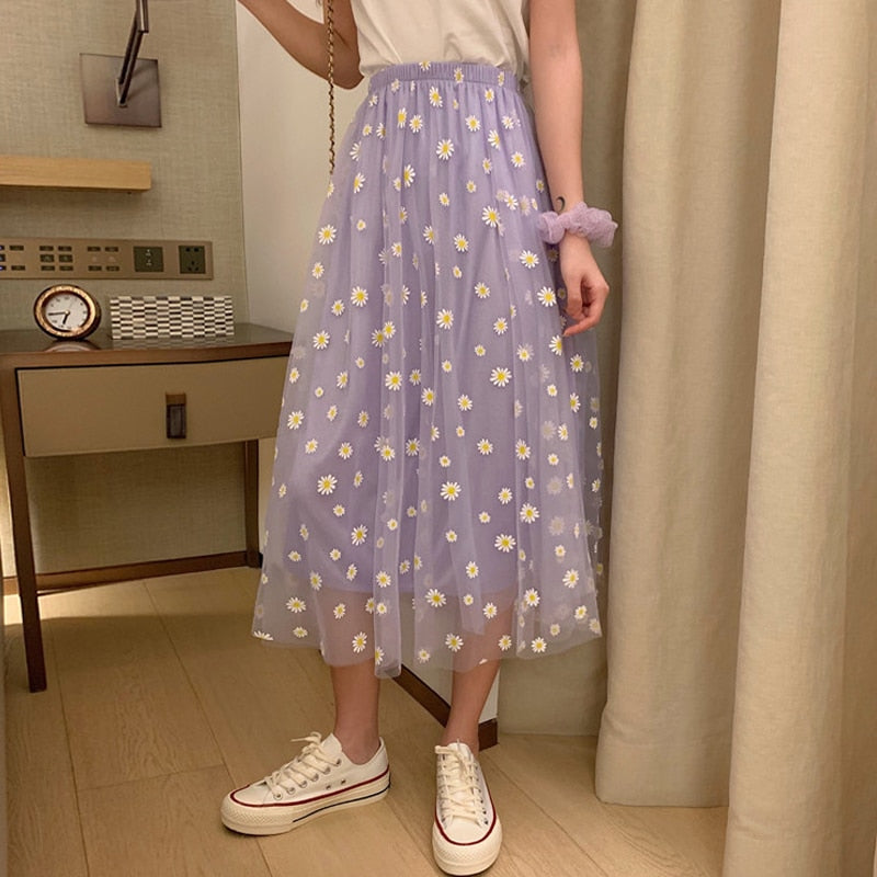 Daisy Print Skirt -- Сottagecore clothes