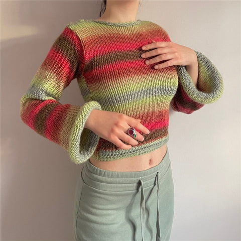 Fairy Grunge Rainbow Sweater - 0 - Сottagecore clothes