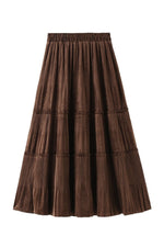 Vintage Long Velvet Pleated Skirt