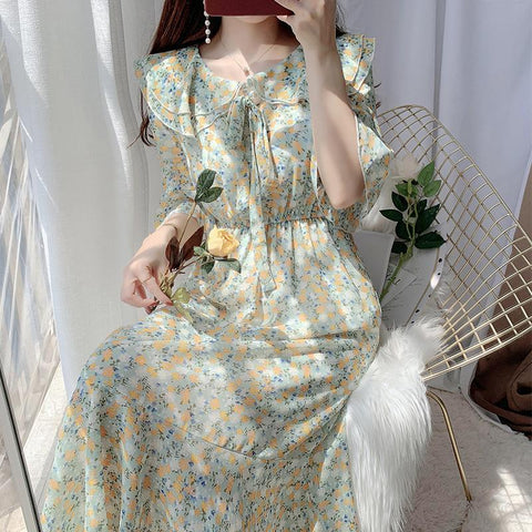 Cottagecore Retro Floral Dress - 0 - Сottagecore clothes