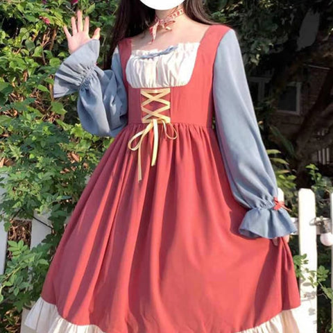 Mori Girl Long Sleeve Dress - Dresses - Сottagecore clothes