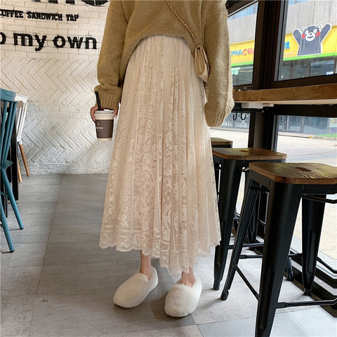 Cottagecore Lace Long Skirt - Skirts - Сottagecore clothes