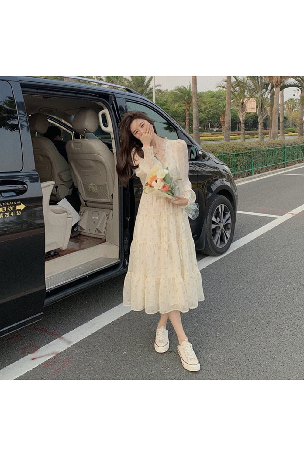 V-neck Elegant Sweet Dress cottagecoreclothes