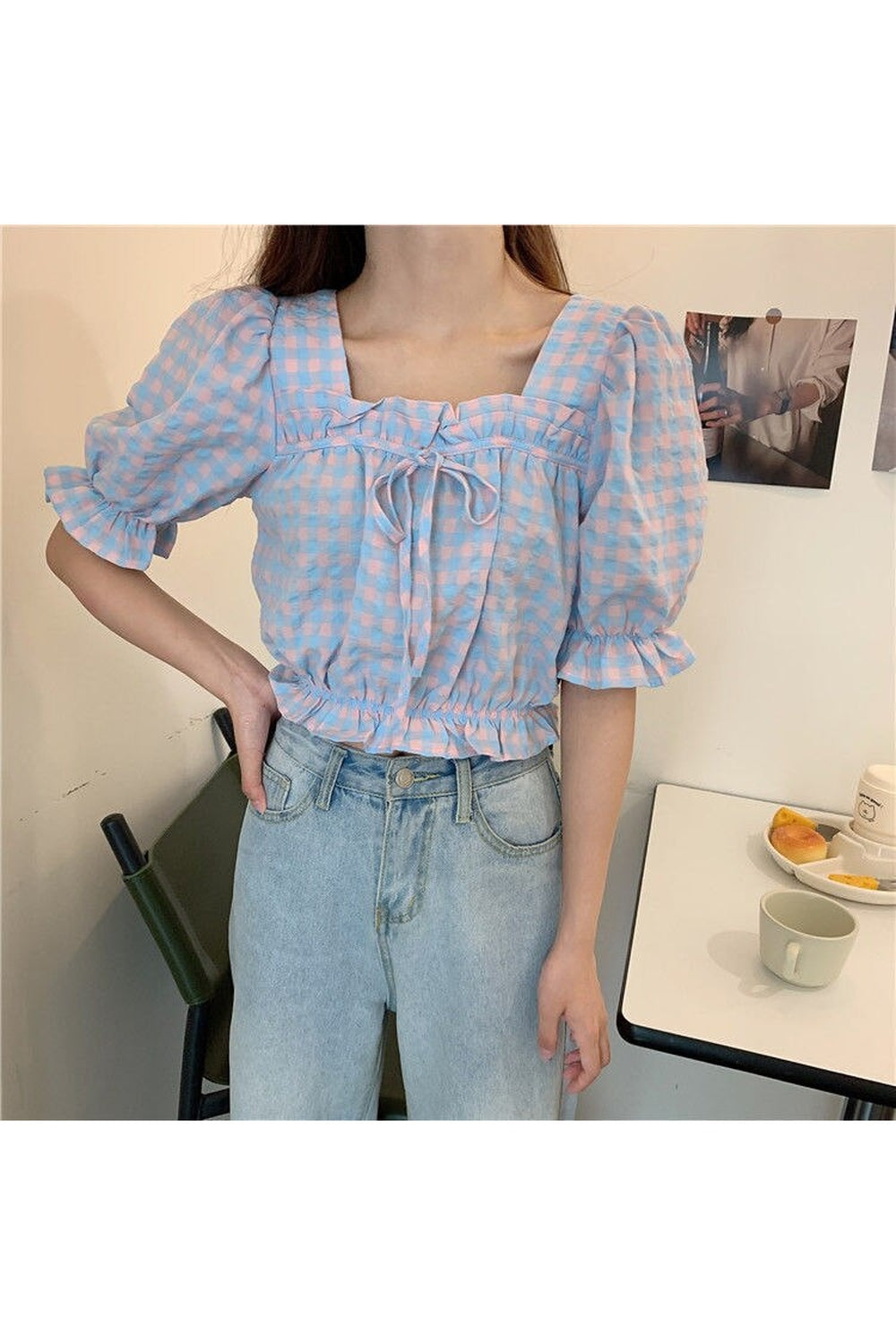 Retro Plaid Crop Top cottagecoreclothes