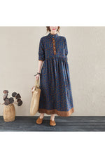 Mori Girl Vintage Long sleeve Floral Dress