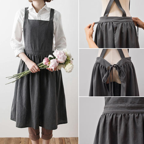 Cottagecore Cotton Linen Apron - Dresses - Сottagecore clothes