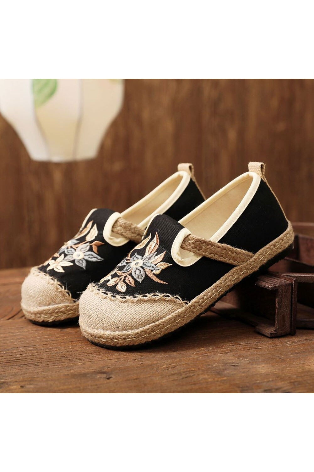 Embroidered Flat Espadrilles