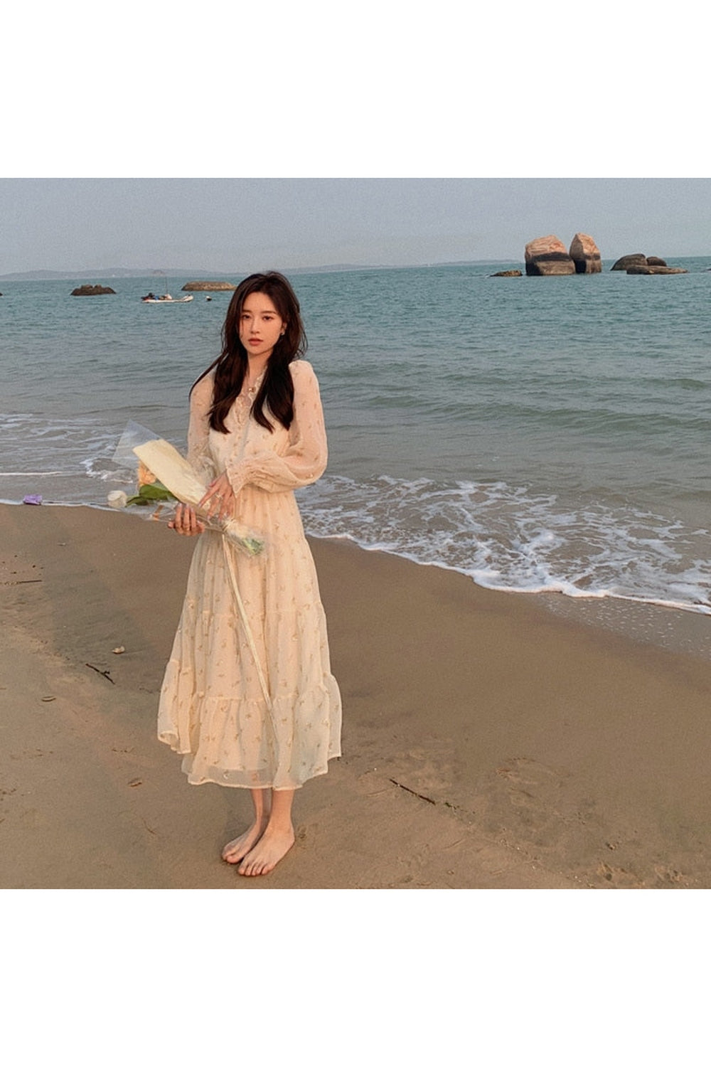 V-neck Elegant Sweet Dress cottagecoreclothes