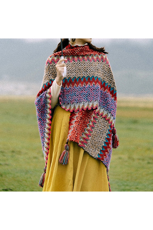 Floral Knitted Vintage Poncho cottagecoreclothes