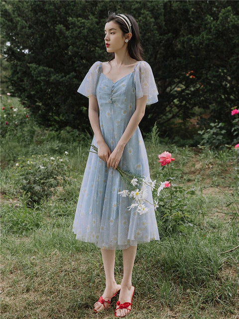 Cottagecore Mesh Elegant Dress - Dresses - Сottagecore clothes