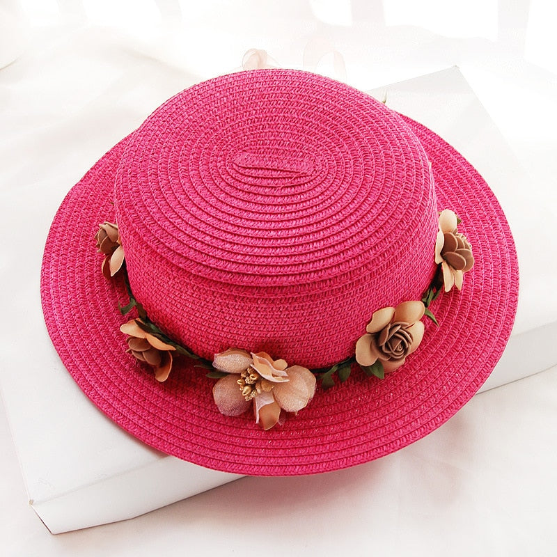 Flowers Ribbon Straw Hat