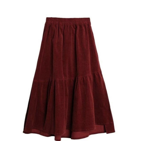 Midi Vintage Corduroy Skirt - Skirts - Сottagecore clothes