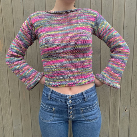 Fairy Grunge Rainbow Sweater - 0 - Сottagecore clothes