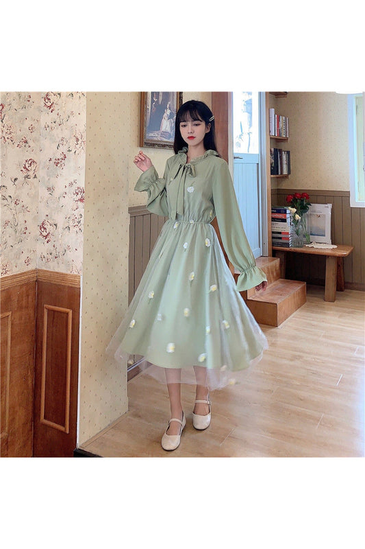 Floral Embroidery Elegant Dress cottagecoreclothes