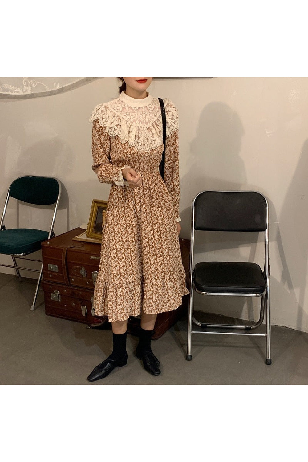Cottagecore Long Sleeve Floral Dress cottagecoreclothes