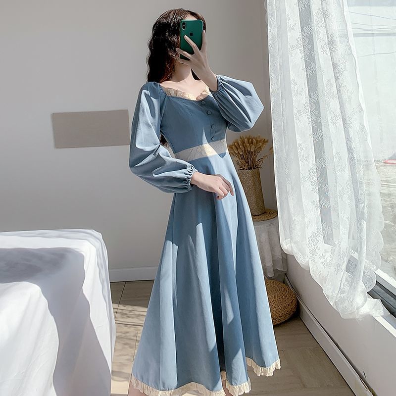 Mori Girl Blue Dress - Сottagecore clothes