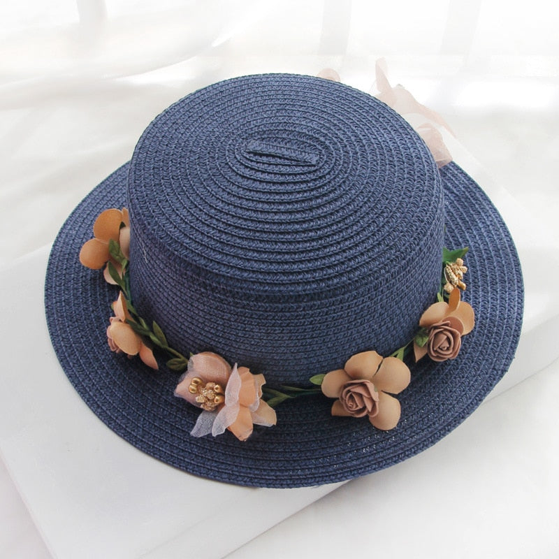 Flowers Ribbon Straw Hat