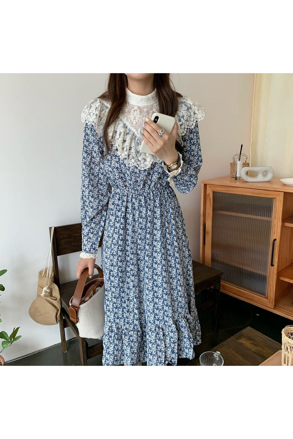 Cottagecore Long Sleeve Floral Dress cottagecoreclothes