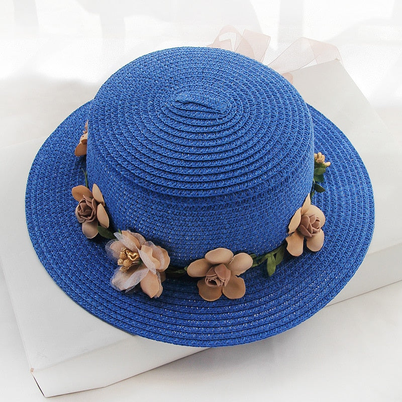 Flowers Ribbon Straw Hat