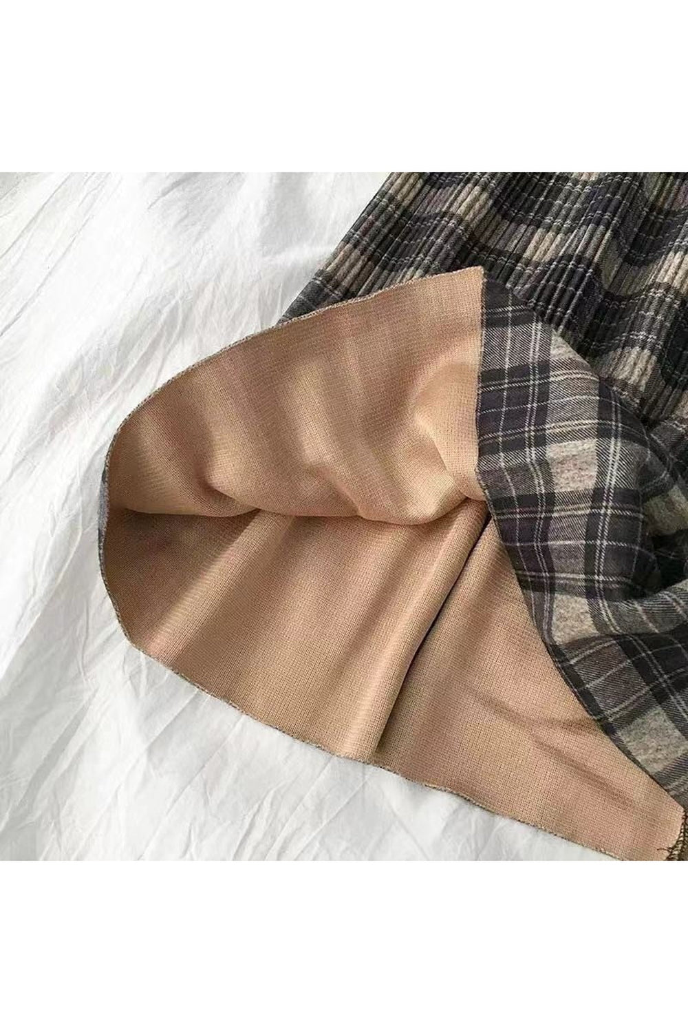 Woolen Vintage Winter Plus Plaid Skirt cottagecoreclothes