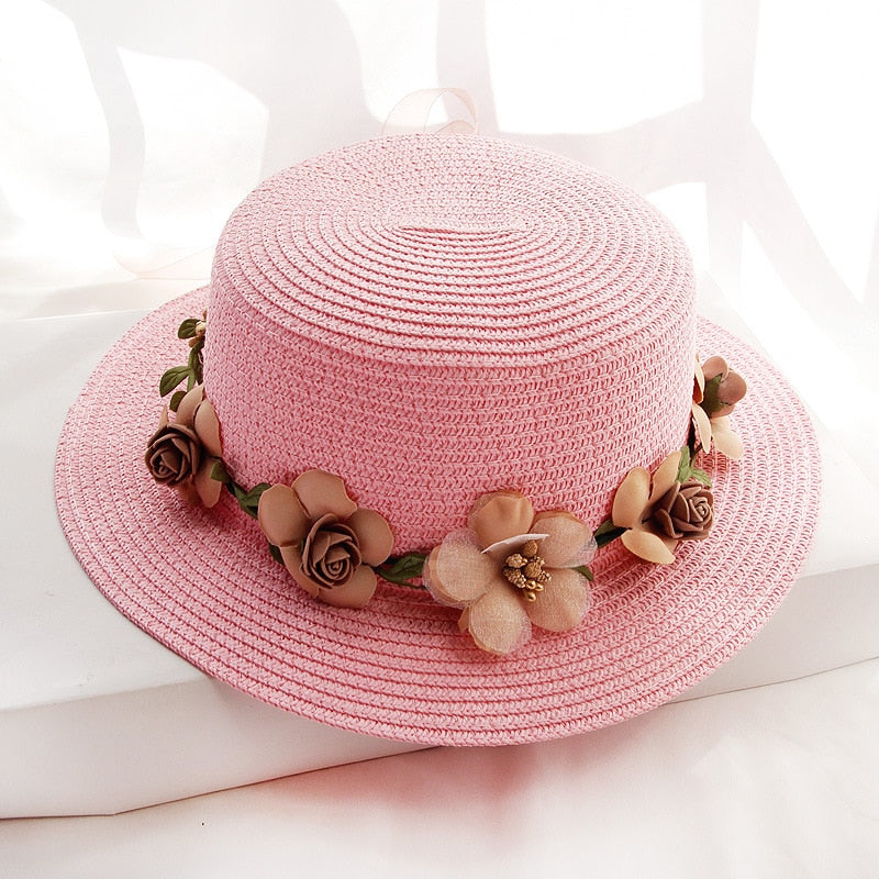 Flowers Ribbon Straw Hat