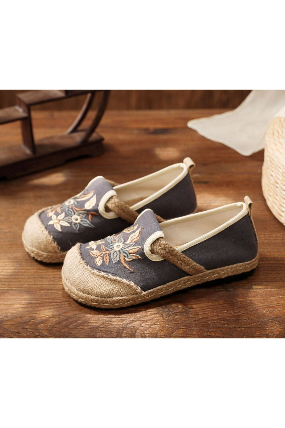 Embroidered Flat Espadrilles