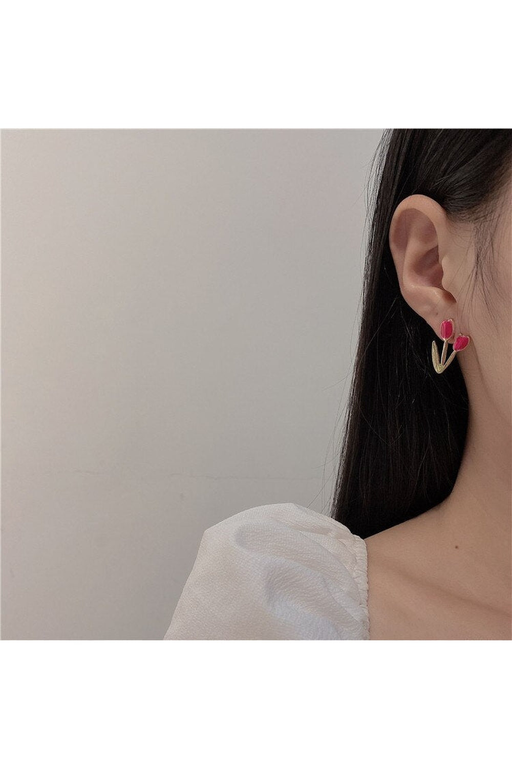 Vintage Red Enamel Flower Earrings