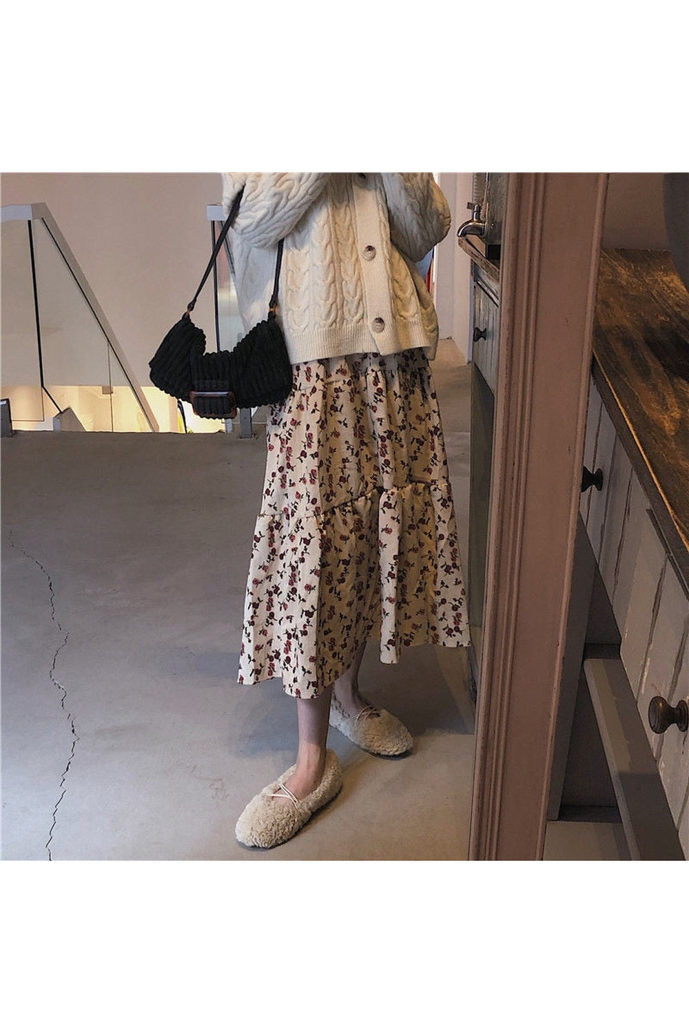 Corduroy High Waist Long Skirt cottagecoreclothes