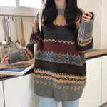 Vintage Style Striped Loose Sweater - 0 - Сottagecore clothes