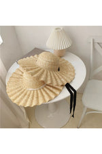 Large Brim Ribbon Straw Hat