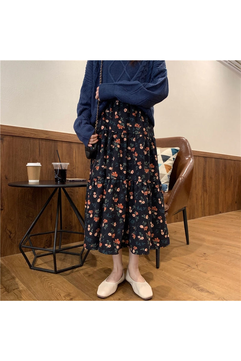 Cottagecore Corduroy Long Skirt cottagecoreclothes