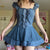 Fairycore Grunge Backless Lace Up A-line Dress - 0 - Сottagecore clothes