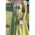 Cottagecore green dress with short sleeves