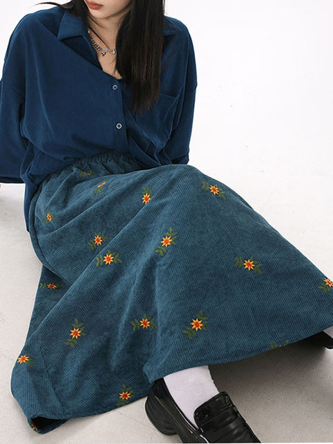 Cottagecore Mori Style Corduroy Skirt