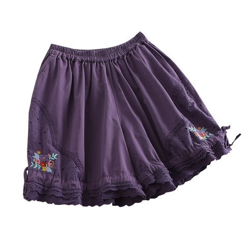 Mori Girl Embroidered Shorts