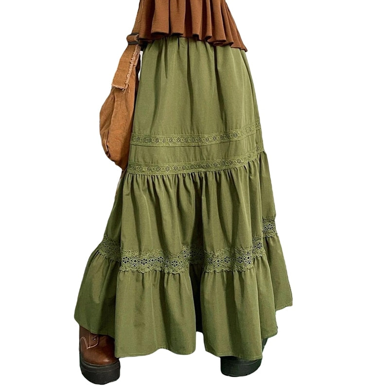 Goblincore Green Long Skirt