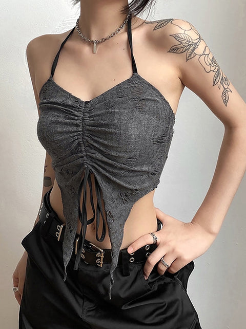 Fairy Grunge Long Sleeve Open Shoulders Crop Top - 0 - Сottagecore clothes